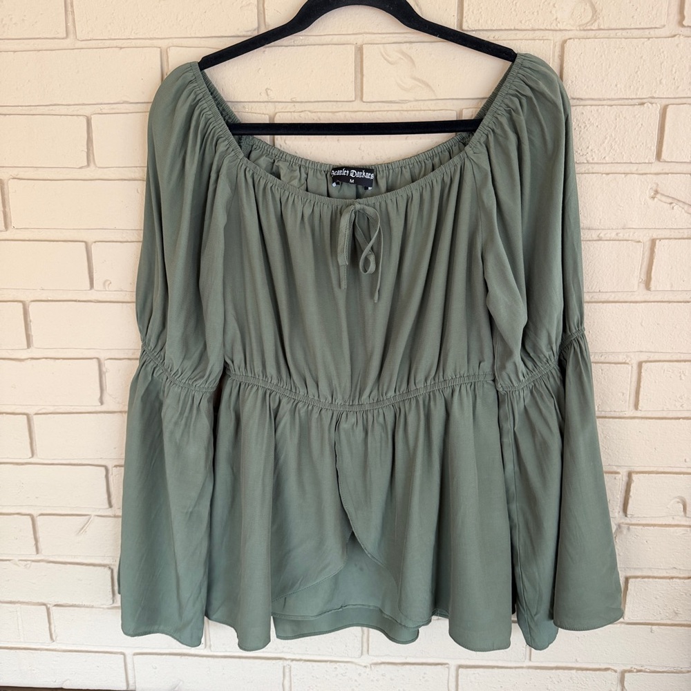 Women Scarlet Darkness Size M Green Corset Ren Fest Victorian Peasant Top Blouse